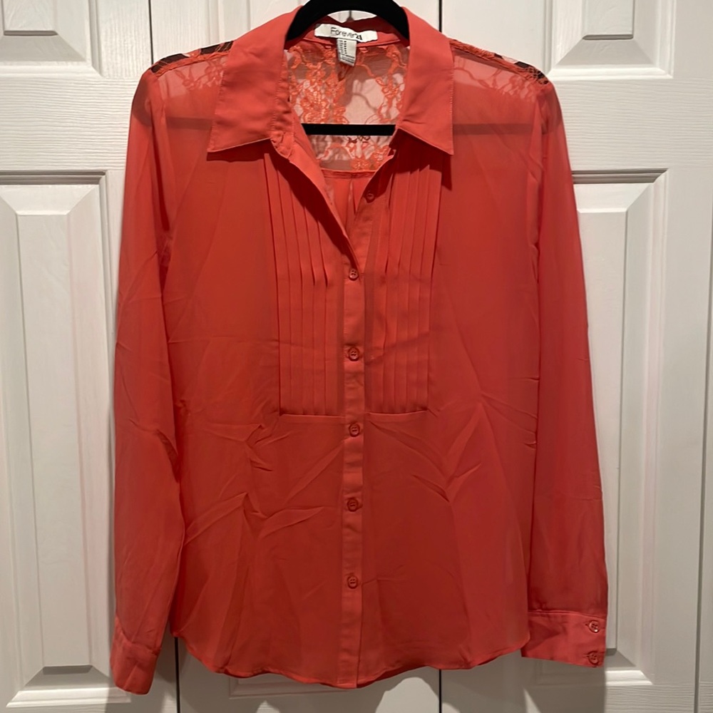 Forever 21 Coral Lace Blouse